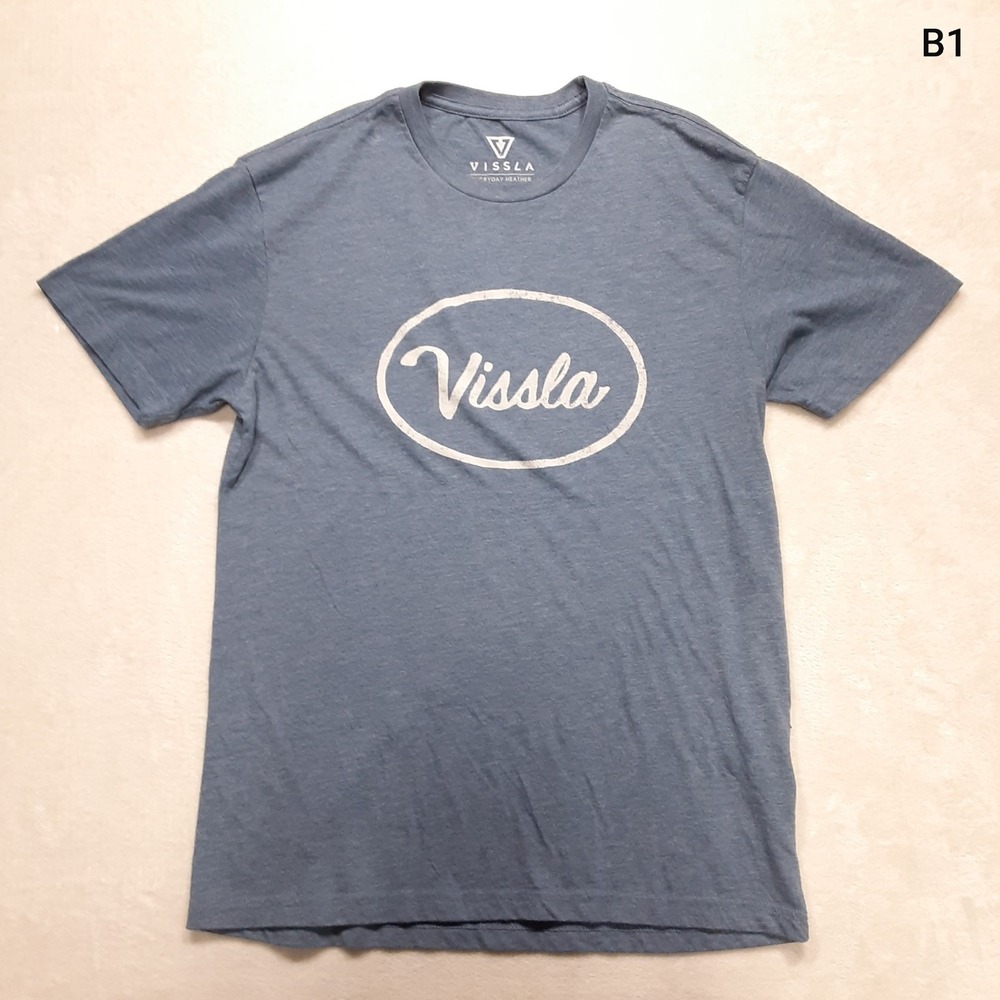 Vissla Mens Everyday Heather T-Shirt Medium Blue Crew SS Station Tee - Picture 8 of 8